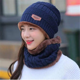 Wool Cap With Neck Warmer | Beanie And Scarf Set With Fleece Mask