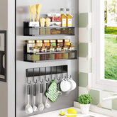 Eco-friendly Magnet Refrigerator Spice Rack Wall Mounted Multifunctional Storage Holders with Metal Kitchen Accessories TUV/FDA